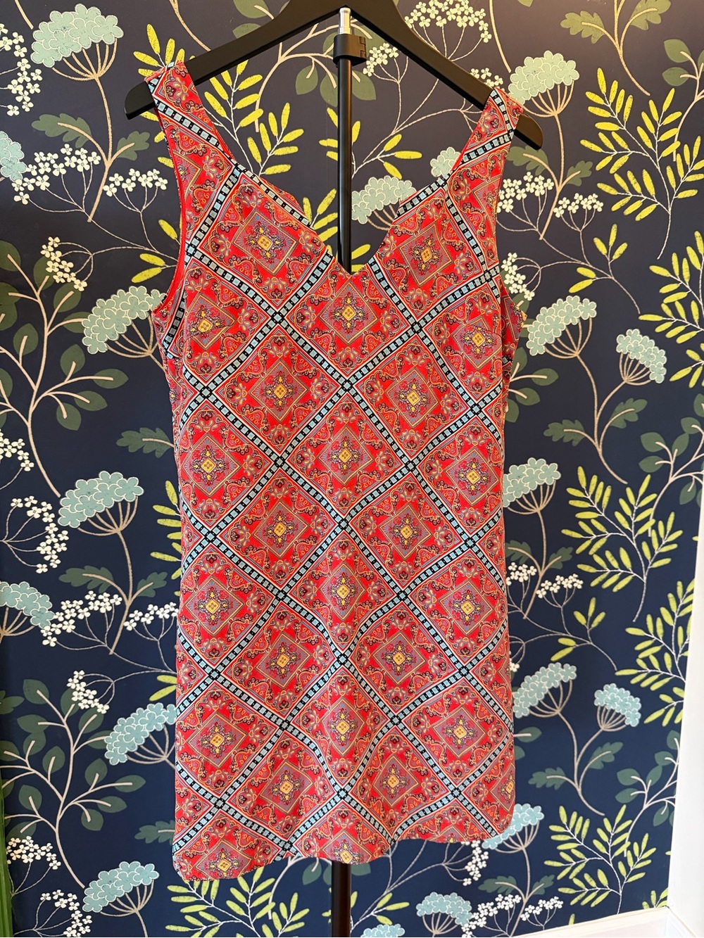 Vintage Rampage Red Boho Medallion Print Sleeveless Shift Dress Small